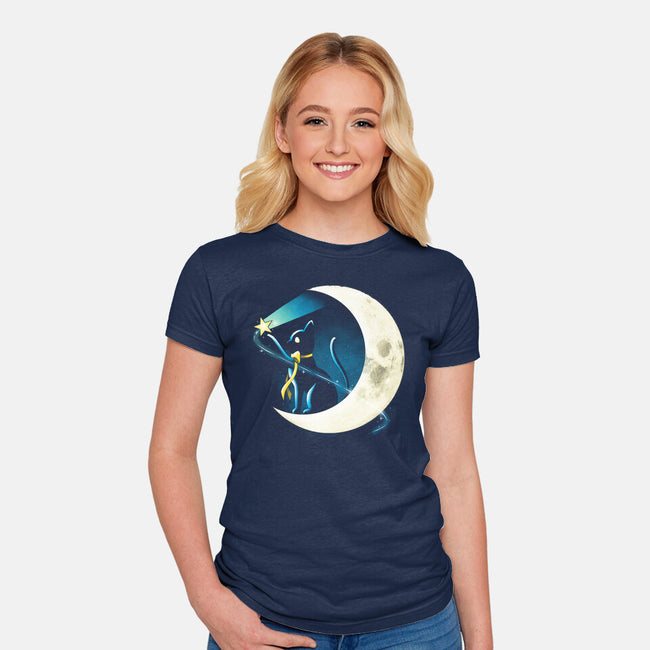 Cat Star Comets-womens fitted tee-Vallina84