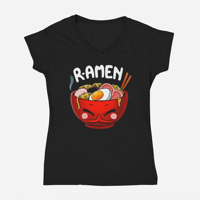 R-AMEN-womens v-neck tee-Vallina84