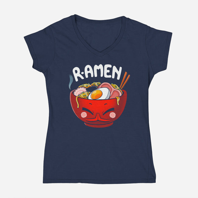 R-AMEN-womens v-neck tee-Vallina84