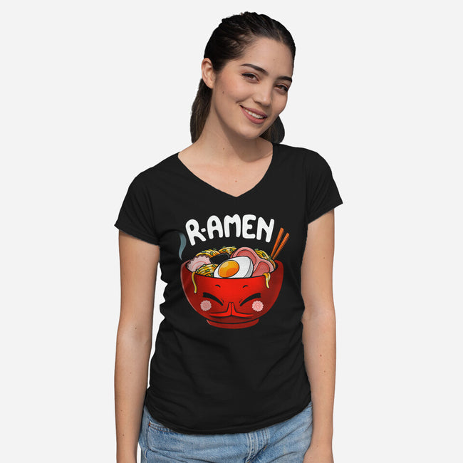 R-AMEN-womens v-neck tee-Vallina84