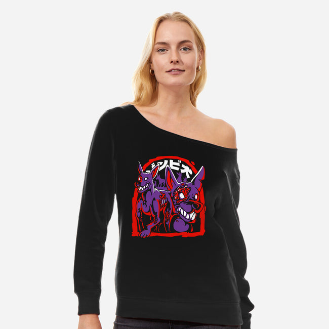 Zombie Dogs-womens off shoulder sweatshirt-estudiofitas