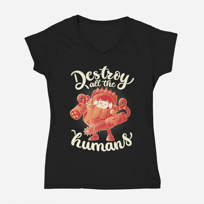 Destroy All The Humans-womens v-neck tee-eduely
