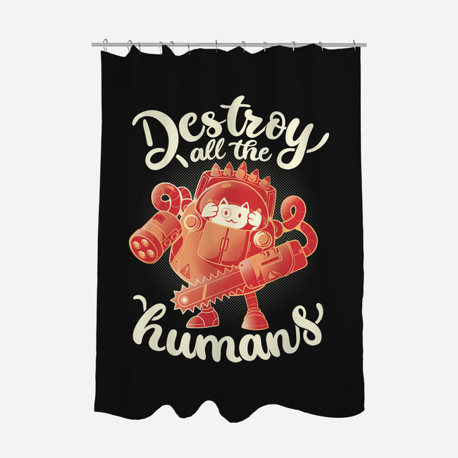 Destroy All The Humans-none polyester shower curtain-eduely