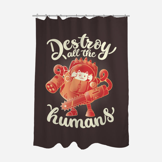 Destroy All The Humans-none polyester shower curtain-eduely