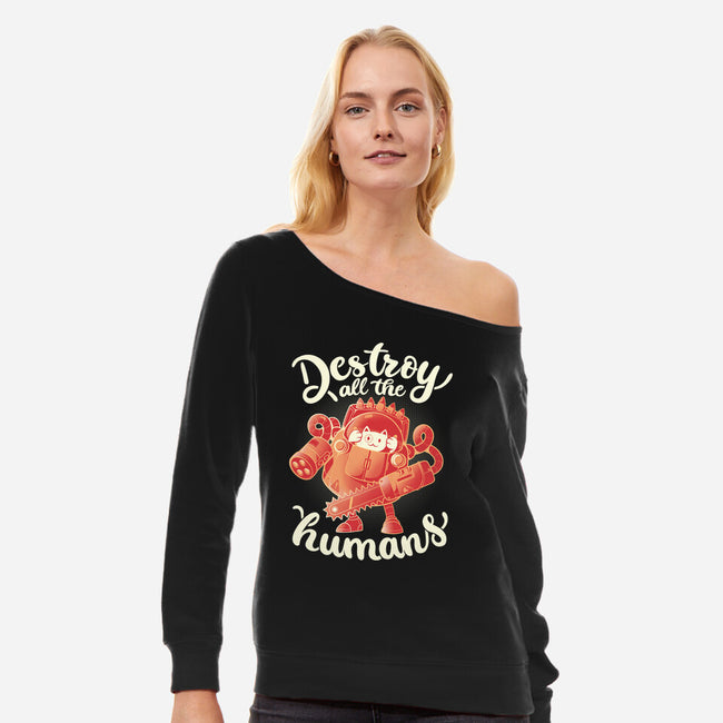 Destroy All The Humans-womens off shoulder sweatshirt-eduely