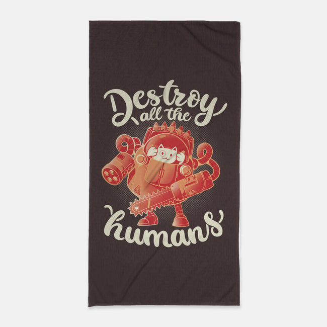 Destroy All The Humans-none beach towel-eduely