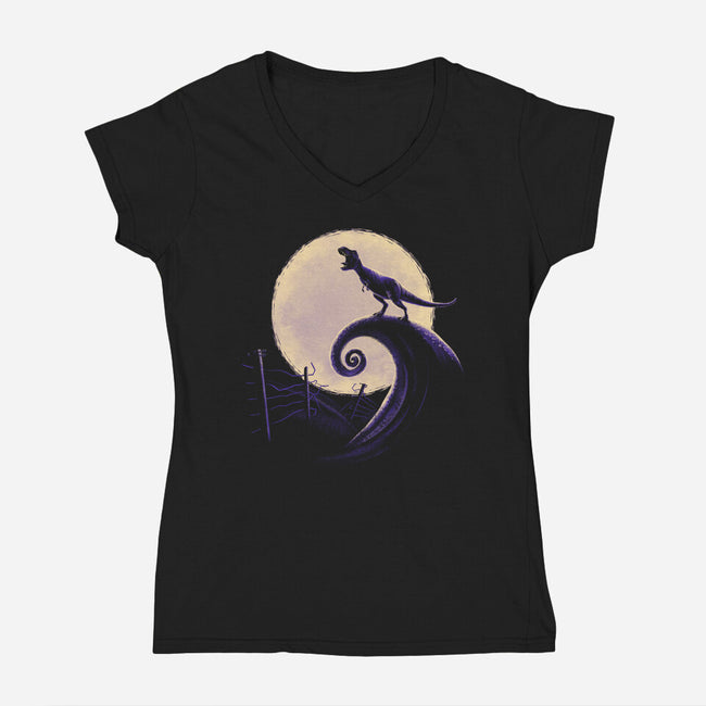 Jurassic Nightmare-womens v-neck tee-teesgeex