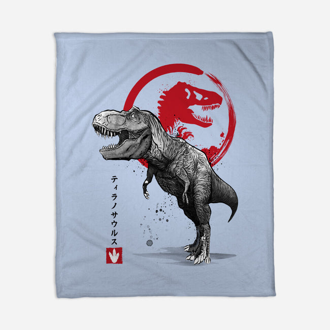 Tyrannosaurus Sumi-E-none fleece blanket-DrMonekers