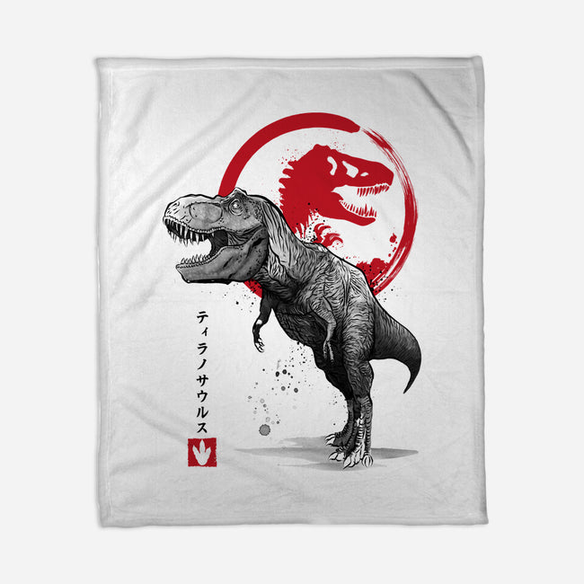 Tyrannosaurus Sumi-E-none fleece blanket-DrMonekers