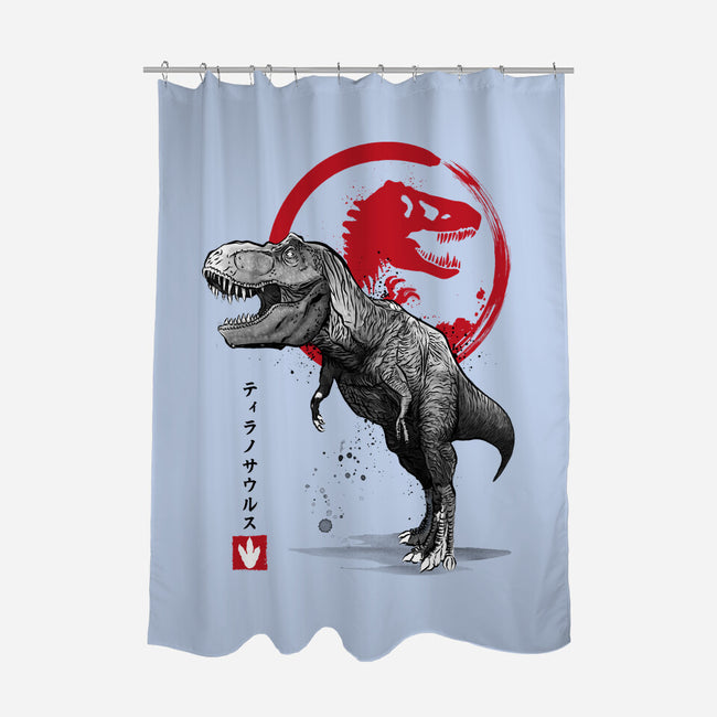 Tyrannosaurus Sumi-E-none polyester shower curtain-DrMonekers