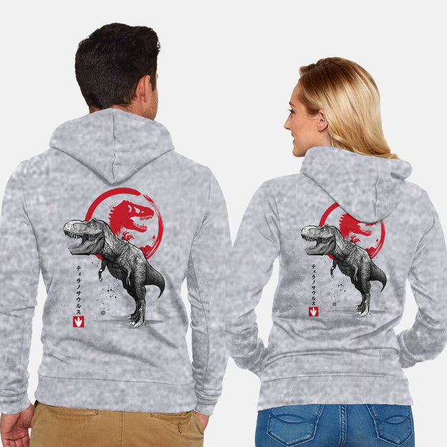 Tyrannosaurus Sumi-E-unisex zip-up sweatshirt-DrMonekers