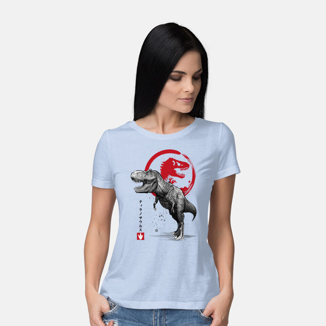 Tyrannosaurus Sumi-E-womens basic tee-DrMonekers