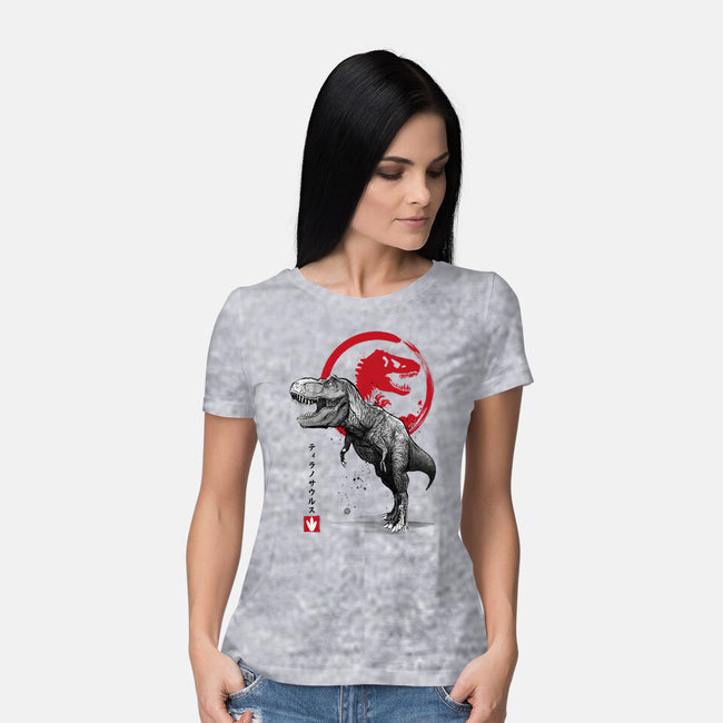 Tyrannosaurus Sumi-E-womens basic tee-DrMonekers