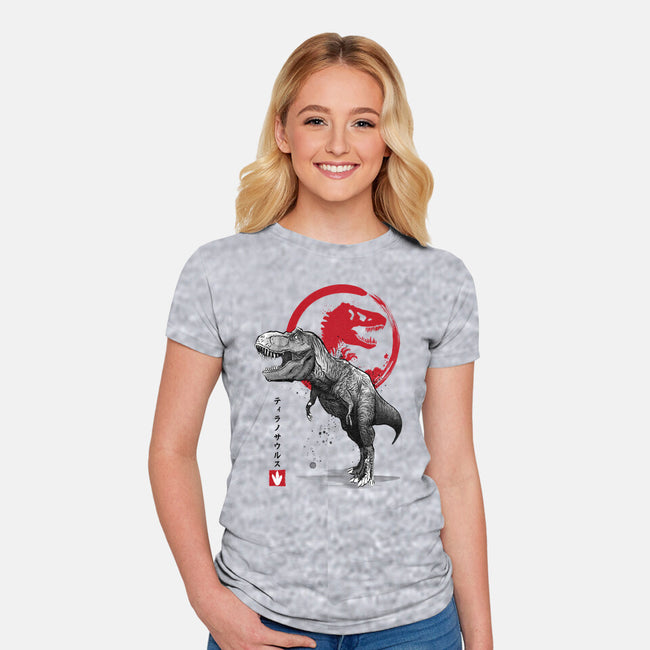 Tyrannosaurus Sumi-E-womens fitted tee-DrMonekers