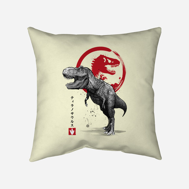 Tyrannosaurus Sumi-E-none removable cover w insert throw pillow-DrMonekers