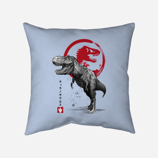 Tyrannosaurus Sumi-E-none removable cover throw pillow-DrMonekers
