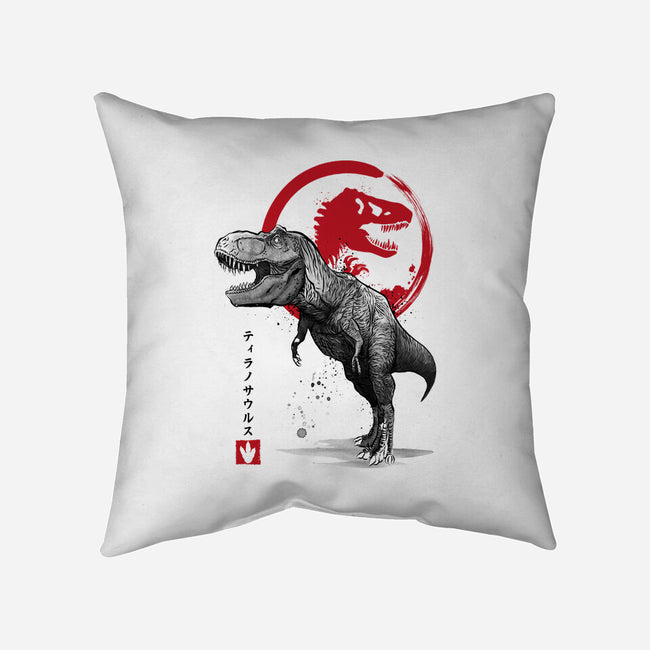 Tyrannosaurus Sumi-E-none removable cover throw pillow-DrMonekers