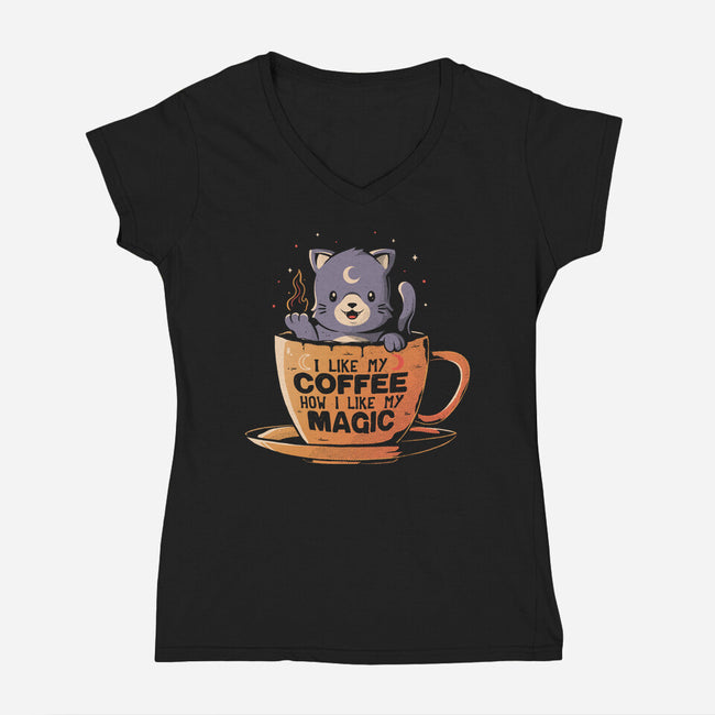 Black Coffee Black Magic-womens v-neck tee-eduely