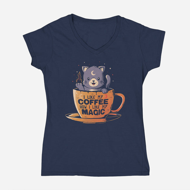Black Coffee Black Magic-womens v-neck tee-eduely