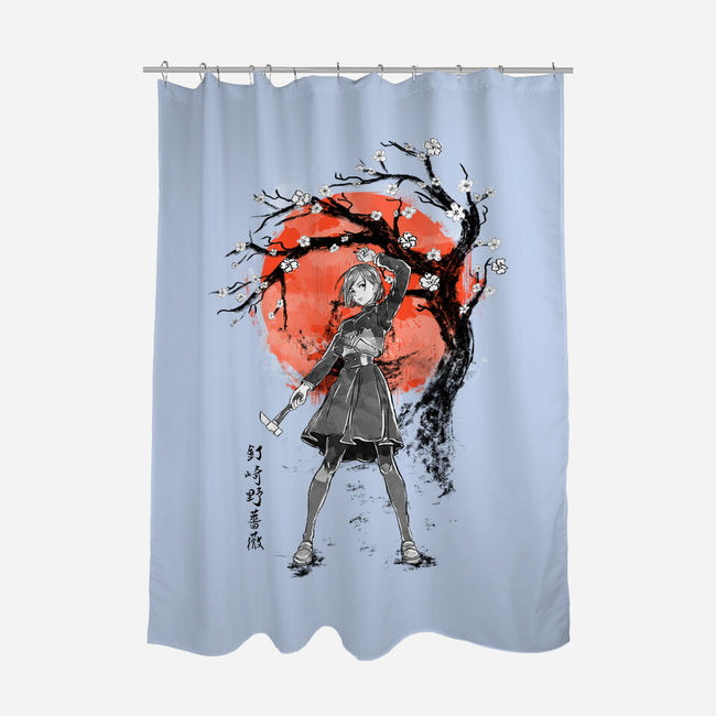 Nobara At Sakura Tree-none polyester shower curtain-IKILO