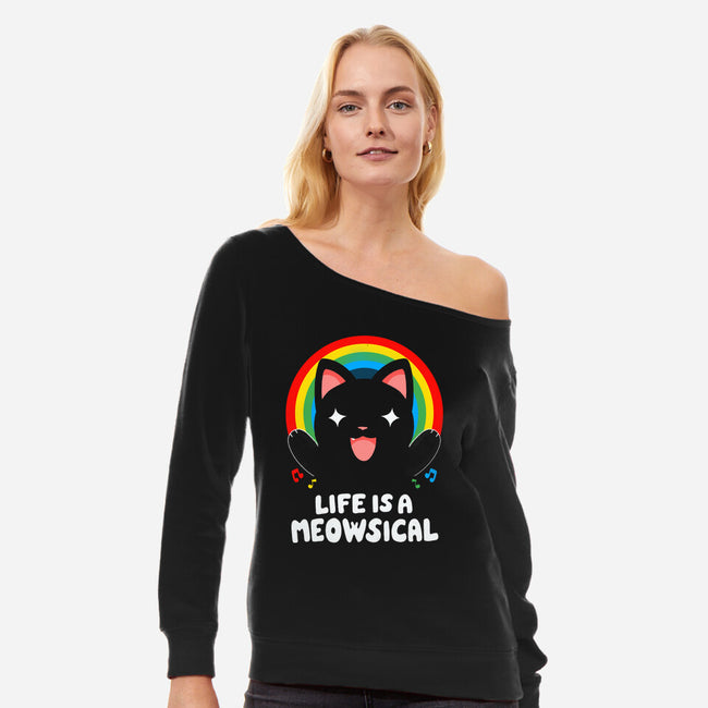 Meowsical-womens off shoulder sweatshirt-Vallina84