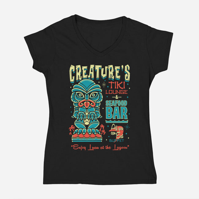 Creature's Tiki Lounge-womens v-neck tee-Nemons