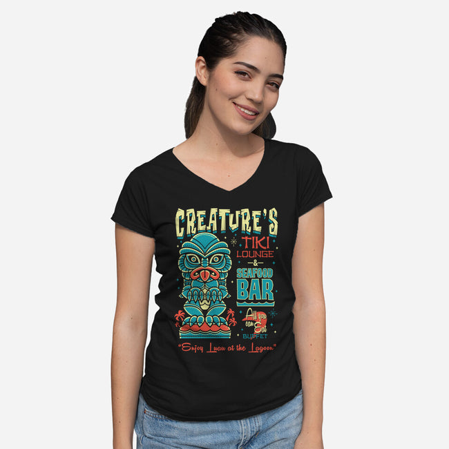 Creature's Tiki Lounge-womens v-neck tee-Nemons