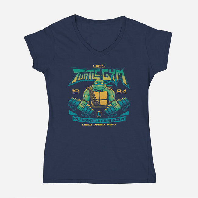 Leo's Gym-womens v-neck tee-teesgeex
