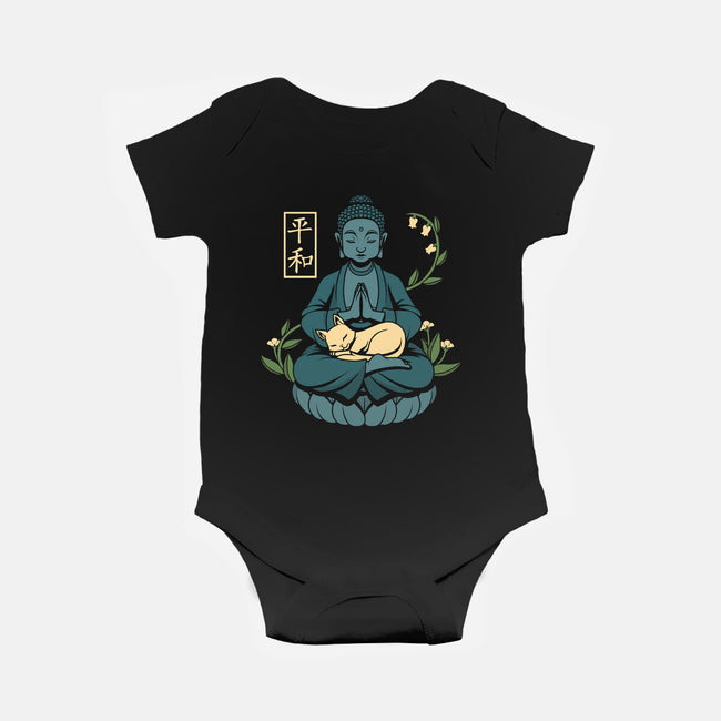 Cat Meditation-baby basic onesie-tobefonseca