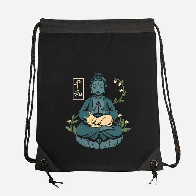 Cat Meditation-none drawstring bag-tobefonseca