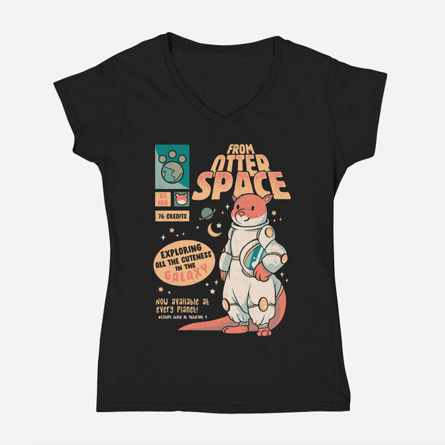 Otter Space Astronaut-womens v-neck tee-tobefonseca