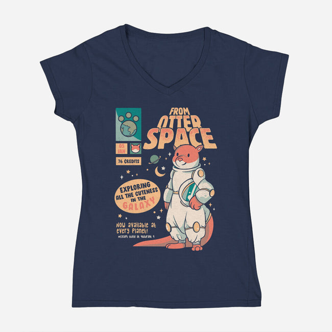 Otter Space Astronaut-womens v-neck tee-tobefonseca