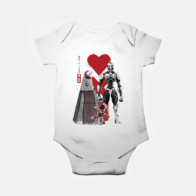 Three Robots Sumi-E-baby basic onesie-DrMonekers