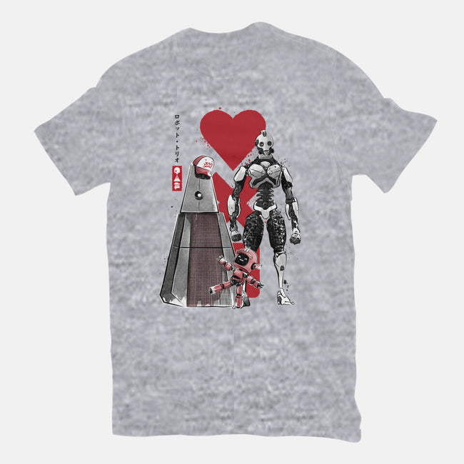 Three Robots Sumi-E-mens heavyweight tee-DrMonekers