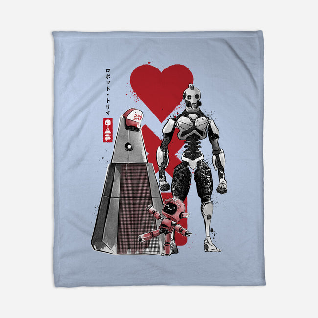 Three Robots Sumi-E-none fleece blanket-DrMonekers