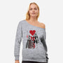 Three Robots Sumi-E-womens off shoulder sweatshirt-DrMonekers