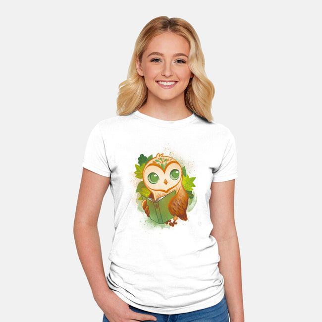 Book Owl-womens fitted tee-ricolaa
