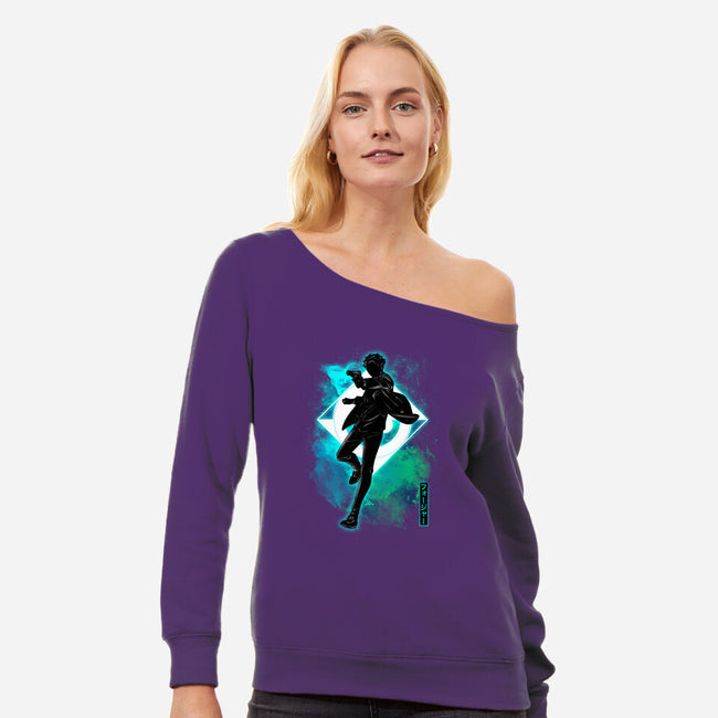 Cosmic Male Spy-womens off shoulder sweatshirt-fanfreak1