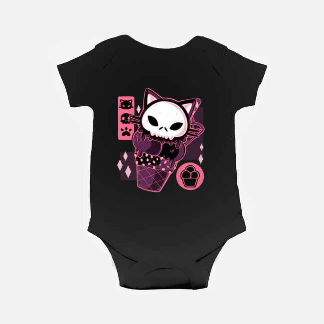 Skull Kitty Cream-baby basic onesie-xMorfina