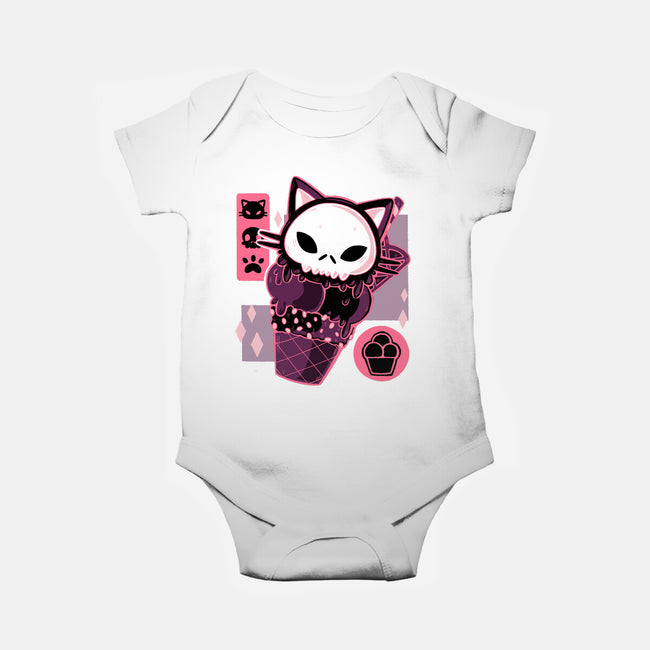 Skull Kitty Cream-baby basic onesie-xMorfina