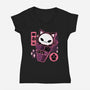 Skull Kitty Cream-womens v-neck tee-xMorfina