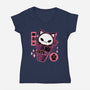 Skull Kitty Cream-womens v-neck tee-xMorfina