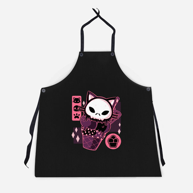 Skull Kitty Cream-unisex kitchen apron-xMorfina