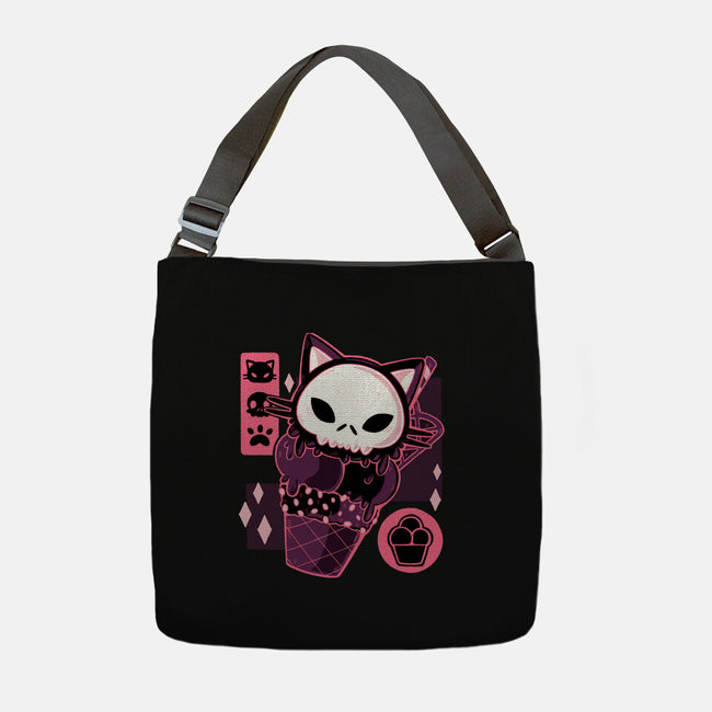 Skull Kitty Cream-none adjustable tote bag-xMorfina