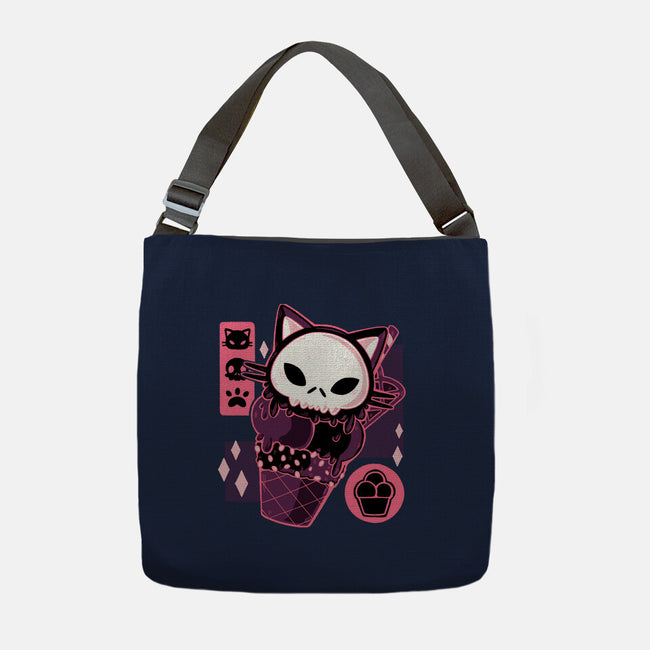 Skull Kitty Cream-none adjustable tote bag-xMorfina