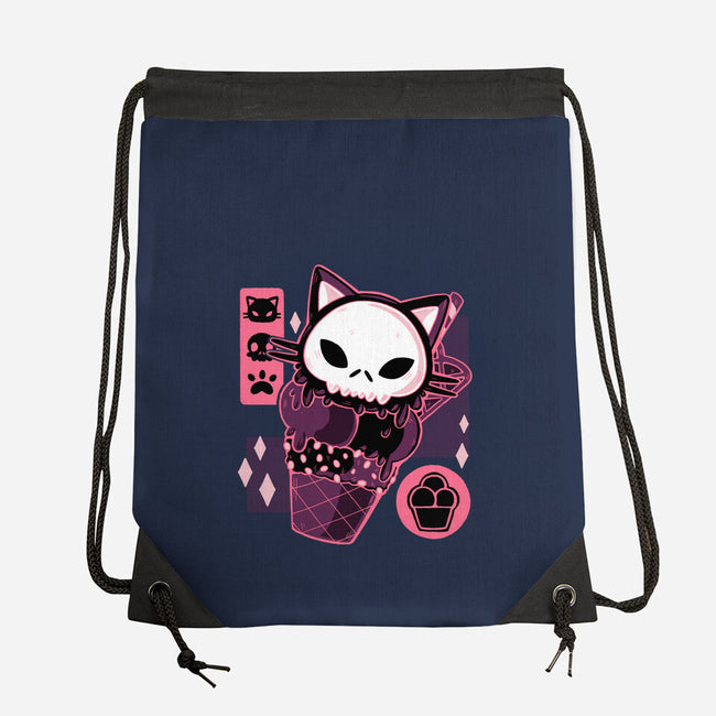 Skull Kitty Cream-none drawstring bag-xMorfina