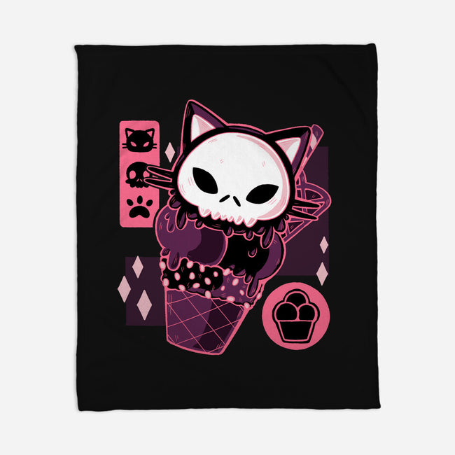 Skull Kitty Cream-none fleece blanket-xMorfina