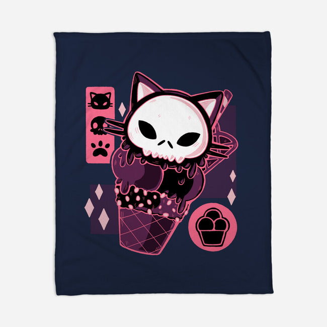 Skull Kitty Cream-none fleece blanket-xMorfina