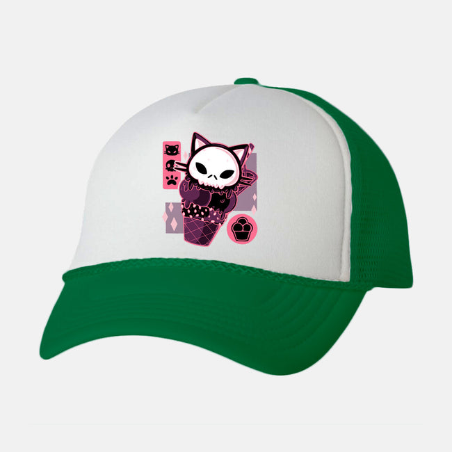 Skull Kitty Cream-unisex trucker hat-xMorfina