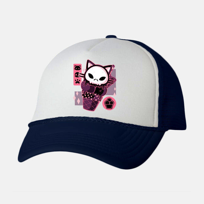 Skull Kitty Cream-unisex trucker hat-xMorfina